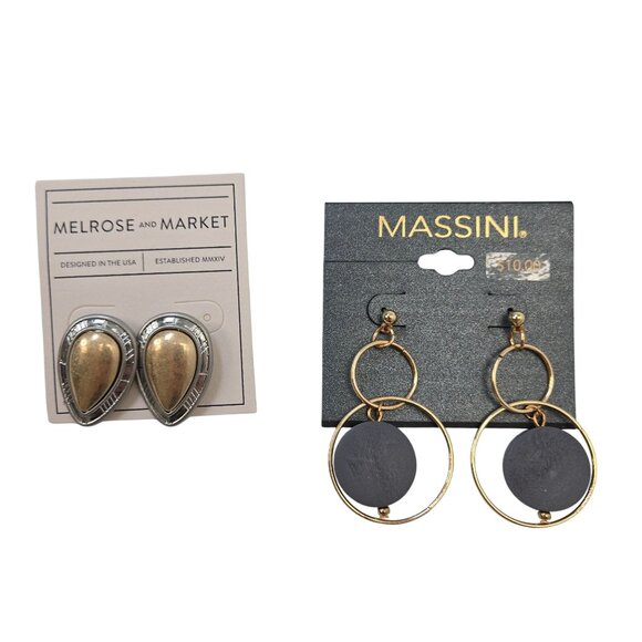 NWT Massini and Melrose and Market Bundle of 2 Gold Tone Earrings - Picture 1 of 4
